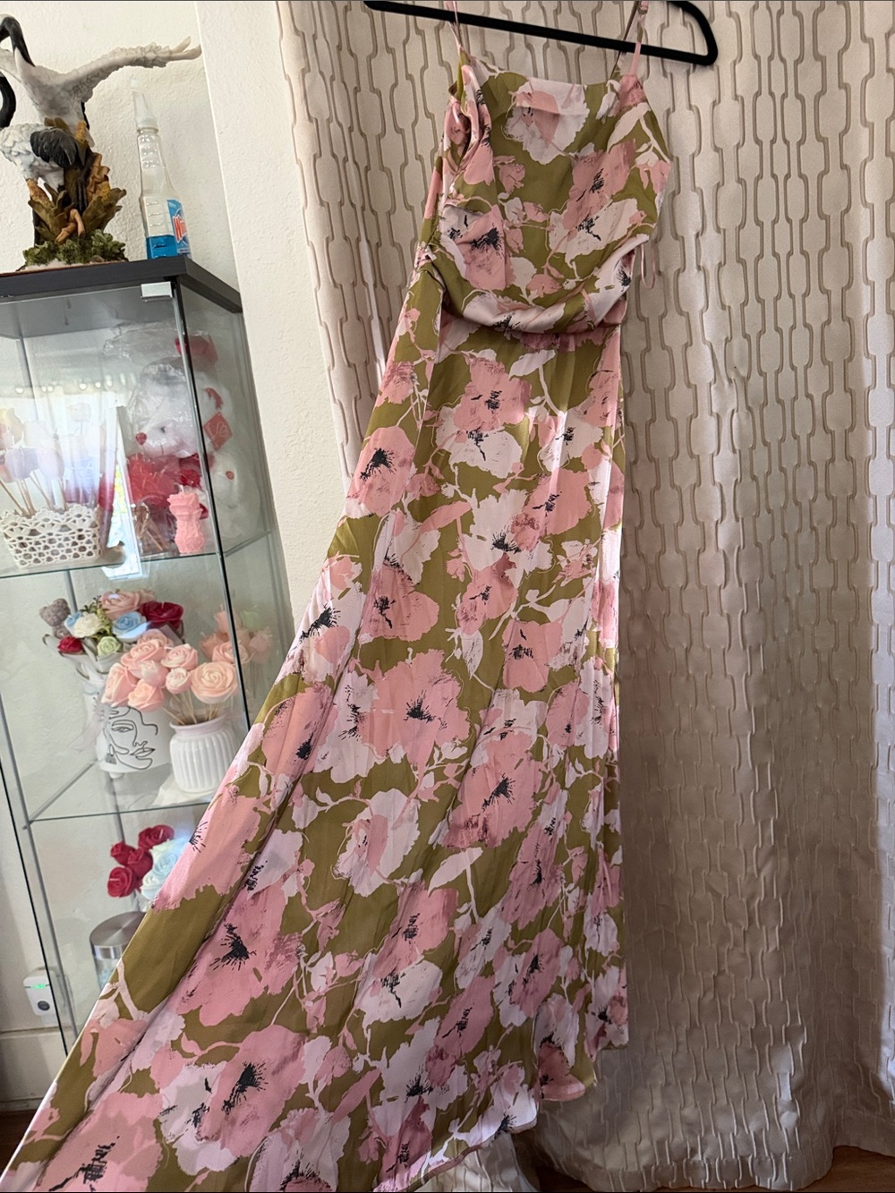 MELLODAY Pink & Olive Floral Slip Maxi Dress